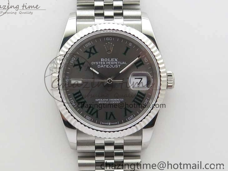 MiroTime 1221 Compact DateJust 36 SS 126234 BP Maker 1:1 Best Edition Fluted Bezel Gray Roman Dial on Jubilee Bracelet 2527
